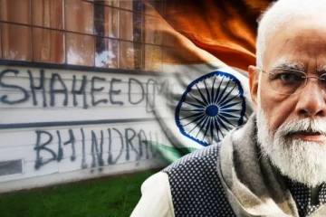 அமெரிக்க இந்து கோவிலில் இந்தியாவுக்கு எதிராக எழுதப்பட்டுள்ள வாசகங்கள்