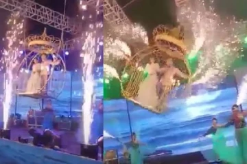 12 அடி உயர ஊஞ்சலில் இருந்து கீழே விழுந்த மணமக்கள்! திருமண கொண்டாட்டத்தில் விபரீதம்