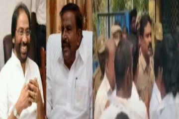 திருச்சியில் பெண் போலீஸ் மீது அமைச்சர் நேரு மற்றும் சிவா ஆதரவாளர்கள் தாக்குதல் - கலவரமான காவல்நிலையம்