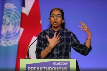 கொஞ்சம் பேச்சை குறைச்சிட்டு செயலில் காட்டுவோம் : பருவநிலை மாநாட்டில் தமிழக மாணவி அசத்தல்